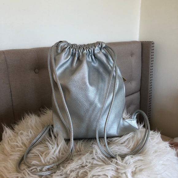 Adorable Silver Drawstring Backpack - Picture 2 of 4